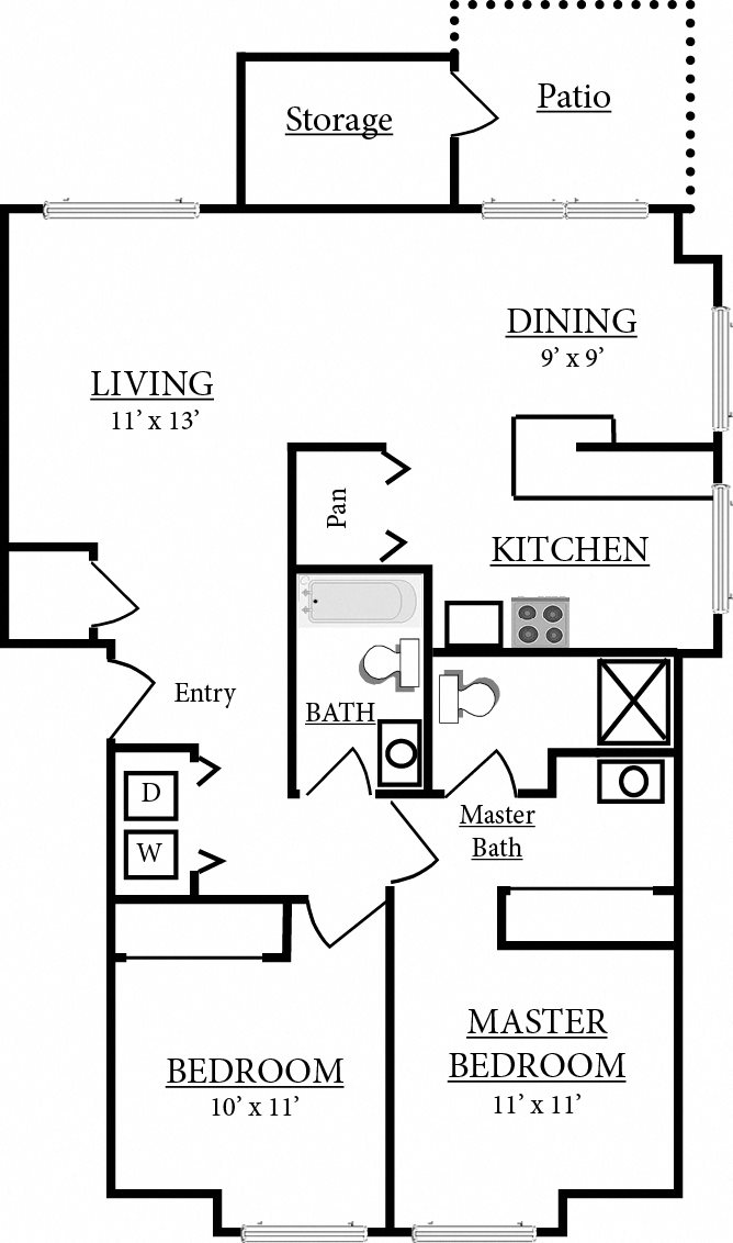 Millennium Park 2 Bedroom 2 Bath Floor Plan Millennium Park 2 Bedroom 2 Bath Floor Plan